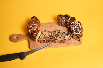 Sliced Homemade Poppy Pie. Fresh sweet pastries