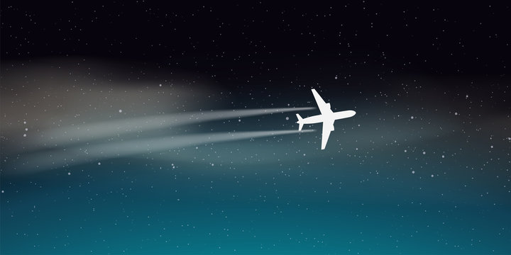 airplane silhouette on dark space