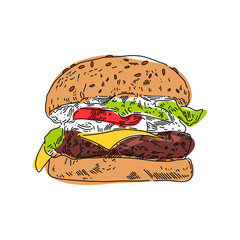 Hand drawn burger