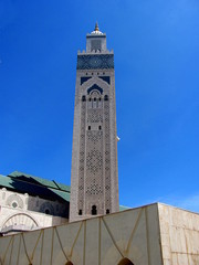 Fototapeta premium A partial view of Hasan II mosque in Casablanca, Morocco. It is one of the biggest mosques in the world.