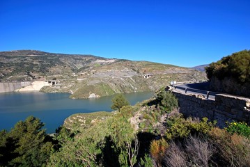 View of the reservoir and mountains near Velez Bonaudalla, Spain.