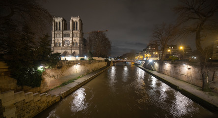 Notre Dame at night.