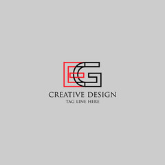 Obraz premium Abstract letter EG logo design. Minimal emblem outline design .