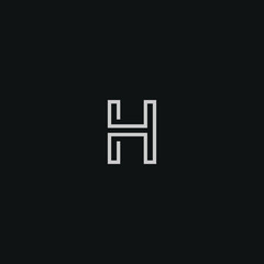 Abstract letter H  logo design. Minimal emblem outline design .