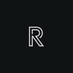 Abstract letter R  logo design. Minimal emblem outline design .