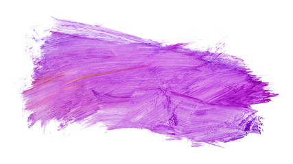 paint stain purple painted with a dry brush on a white background isolated with brush strokes