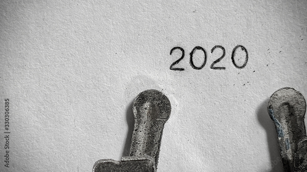 Fototapete 2020 typed on blank sheet with an old typewriter in vintage background