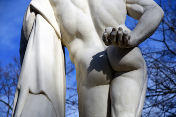 Sculpture of Hercules Farnese in Alexanders Garden in historic city center of Saint-Petersburg,...