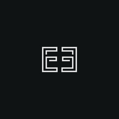 Abstract letter EE  logo design. Minimal emblem outline design .