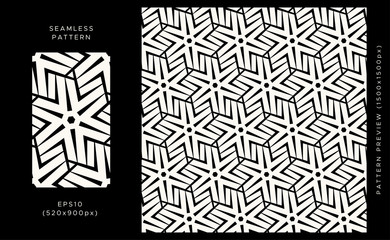 Geometric seamless pattern. Black design on light background. Trendy textile, fabric, wrapping. Modern stylish abstract texture. Vector illustration.