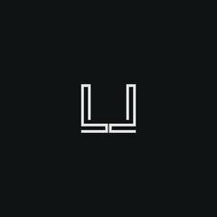 Abstract letter LL  logo design. Minimal emblem outline design .