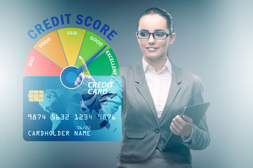 Businesswoman in credit score concept