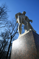 Sculpture of Hercules Farnese in Alexanders Garden in historic city center of Saint-Petersburg,...