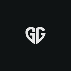 Abstract letter GG  logo design. Minimal emblem design template. 