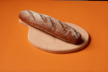 Sliced rye bread on a cutting board. Freshly Baked Bread