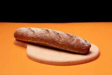 Sliced rye bread on a cutting board. Freshly Baked Bread