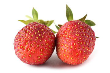 Two strawberries isolated on white