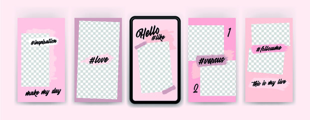 Trendy editable template for social networks stories, vector illustration.