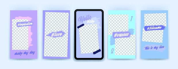 Trendy editable template for social networks stories, vector illustration.