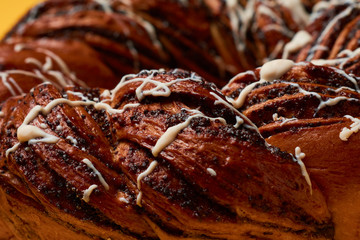 Sliced Homemade Poppy Pie. Fresh sweet pastries