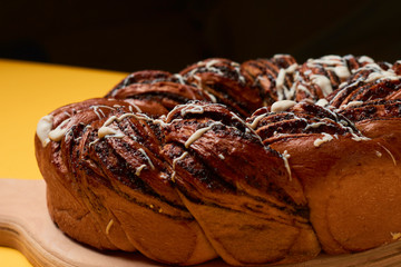 Sliced Homemade Poppy Pie. Fresh sweet pastries