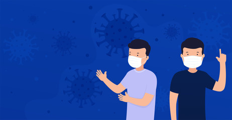 Man in white protective mask against flu infectious diseases. Healthcare concept, prevention and hygiene.