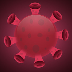 Virus close-up on a red background. Coronavirus
