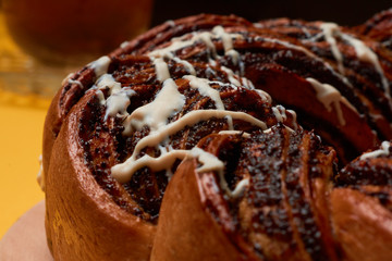 Sliced Homemade Poppy Pie. Fresh sweet pastries
