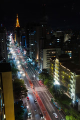 Fototapeta na wymiar Paulista avenue, Sao Paulo cityscape, panoramic, night