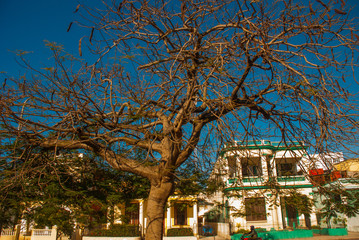 HAVANA, CUBA- MARCH 2018: landscape with a view of beautiful Cuban houses on a local street