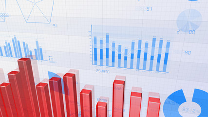 Business Economy Data Graph Chart Bar Growth Success 3D illustration background