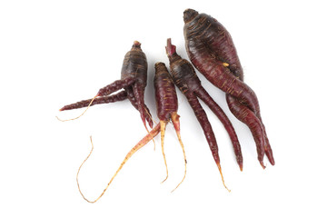 Funny ugly violet carrots