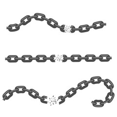 Broken Chain and Explosion on White Background. Freedom Concept.