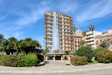 The fountain of the Rosa dei Venti in Ebalia square on the seafront in Taranto, Puglia, Italy