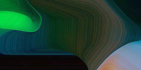 canvas wall art graphic with abstract waves illustration with very dark blue, very dark green and medium sea green color