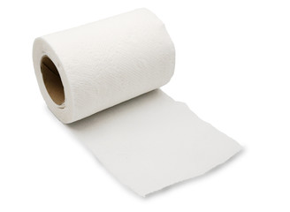 closeup toilet paper isolated on white background , necessary household product and shortage concept