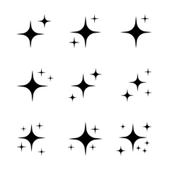 Vector set of black sparkles. Collection of star sparkles symbol