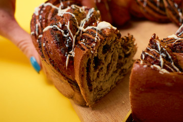Sliced Homemade Poppy Pie. Fresh sweet pastries