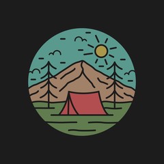 simple logo badge mountain design, for t-shirt prints, patches, emblems, posters, badges and labels and other uses