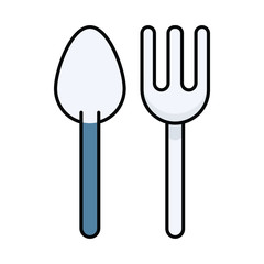 fork and spoon concept, food eating tool on white background,  Spork cutlery vector color Icon design