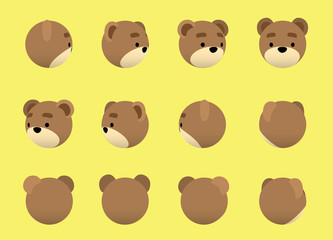 Animal Head Bear Animate Spinning Vector Illustration-01