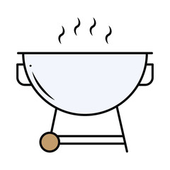 Barbeque Steel Grill Stove Concept, Steak Heater on White background, Outdoor Metal Grilled food maker vector color icon design