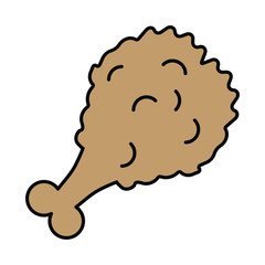 Crispy Fried Chicken Wings Concept, Drumstick on white background, Brown Roasted Fastfood Meat Vector Icon design
