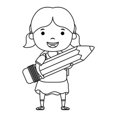 cute little student girl with pencil character