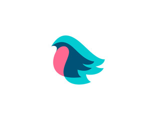 Naklejka premium Bird logo design abstract modern color overlay style illustration. Bullfinch vector icon symbol identity logotype