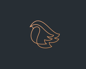 Bird logo design abstract modern linear style illustration. Bullfinch vector icon symbol identity logotype