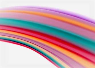 Wave lines abstract background, smooth silk design with rainbow style colors. Liquid fluid color waves. Vector Illustration
