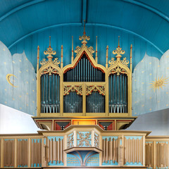 Deutschland;  Rysum Kirche. Eine der ältesten Orgeln Nordeuropas, von 1457 .