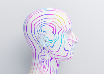 Abstract human head, 3d render, artificial intelligence concept