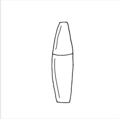 Mascara with brush isolated on white background. Hand drawn single vector illustration in cartoon doodle style.